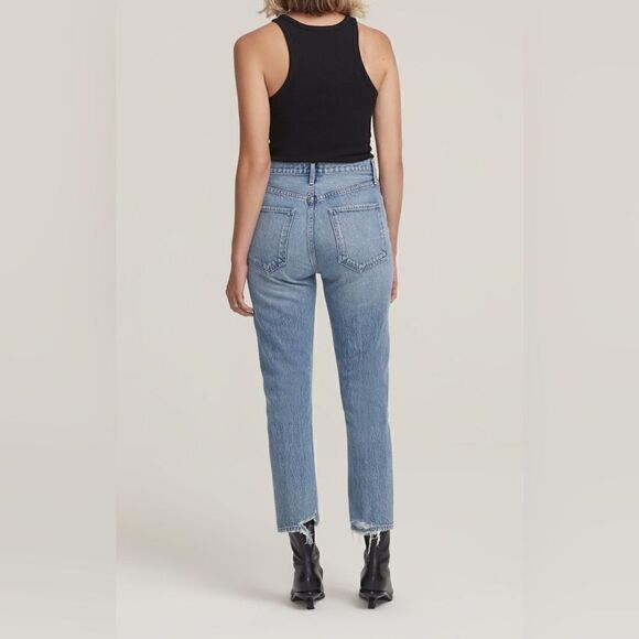 NWT Agolde Riley Blue Jeans High Rise Crop Ankle Straight Leg Size 24 - Picture 3 of 14